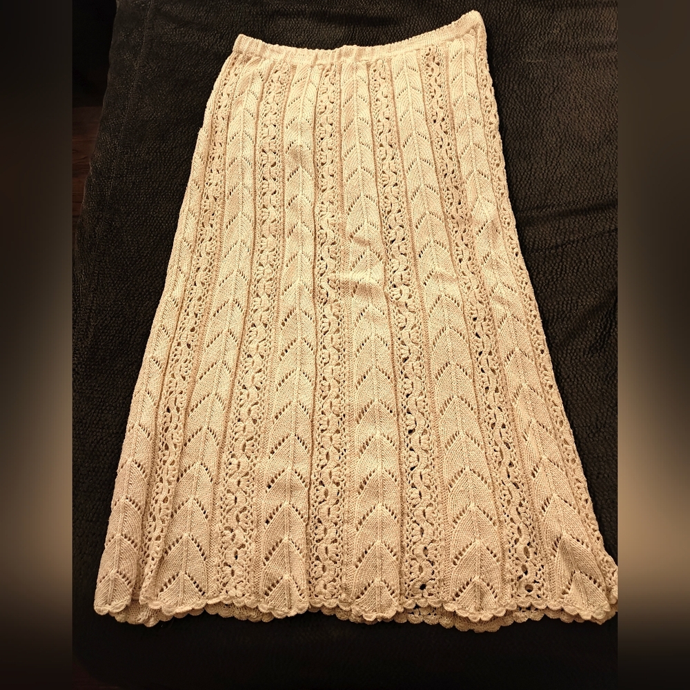 Vintage Crochet Cream Skirt Xl